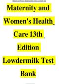 TEST BANK&colon; Maternity & Women's Health Care 13th Edition by Lowdermilk &lpar;Latest&rpar; - Q&A with Rationales
