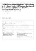 Florida Cosmetology State Board Clinical Exam Review &lpar;Latest 2026 &sol; 2027 Update&rpar; Questions & Correct Answers &lpar;100&percnt; Correct Verified Answers&rpar; Already Graded A&plus;