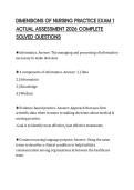 DIMENSIONS OF NURSING PRACTICE EXAM 1&NewLine;REVIEW SHEET 2026 FULL ANSWERS