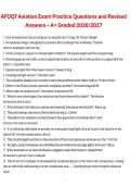 AFOQT Aviation Exam Practice Questions and Revised Answers 2026&sol;2027 &ndash; A&plus; Graded Comprehensive Aviation Section Study Guide