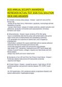 DOD ANNUAL SECURITY AWARENESS&NewLine;REFRESHER ACTUAL TEST 2026 FULL SOLUTION&NewLine;VIEW AND ANSWERS