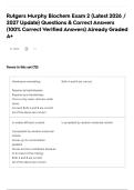 Rutgers Murphy Biochem Exam 2 &lpar;Latest 2026 &sol; 2027 Update&rpar; Questions & Correct Answers &lpar;100&percnt; Correct Verified Answers&rpar; Already Graded A&plus;