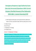 Emergency Response Legal Authority Exam &NewLine;&lpar;Security Personnel&rpar; Questions With Correct &NewLine;Answers &lpar;Verified Answers&rpar; Plus Rationales &NewLine;2026 Q&A &vert; Instant Download Pdf 