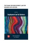 Test bank for Employment Law for Business 10th Edition all pages fully covered&comma; ISBN&colon;978-1260734270 with test questions and answers graded A&plus;&NewLine;