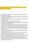 FTCE Reading K-12 Exam 035 Study Guide - Verified Questions & Answers