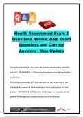 Health Assessment Exam 2 Review Questions and Correct Answers &vert; 95 Nursing Practice Questions on Mental Status&comma; Neurological Assessment&comma; HEENT&comma; Pain & Skin Disorders &vert; NURS 202 &vert; Chamberlain University