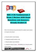 NSG 3130 Fundamentals 2 Exam 3 Review Questions and Answers &vert; 70 Nursing Practice Questions on Pain Management&comma; Hospice Care&comma; Grief&comma; Sleep Disorders & Complementary Therapies &vert; NSG 3130 &vert; Chamberlain Nursing College