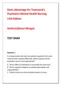 Psychiatric Mental Health Nursing Exam Prep Test Bank 2026 &vert; Advanced NCLEX-RN NGN MCQs & Rationales for &ast;Davis Advantage for Townsend&rsquo;s Psychiatric Mental Health Nursing&comma; 11th Edition&ast; by Karyn Morgan&NewLine;