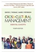 Cross-Cultural Management 4th Edition &lpar;Thomas & Peterson&rpar; Test Bank &ndash; Instructor Resource Questions and Answers 2027 Update