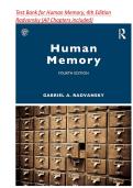 Test Bank for Human Memory&comma; 4th Edition Radvansky &lpar;All Chapters included&rpar;