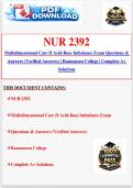 NUR 2392 Multidimensional Care II Acid-Base Imbalance Exam Questions & Answers &lpar;Verified Answers&rpar; &vert; Rasmussen College &vert; Complete A&plus; Solutions 2026&sol;2027