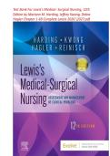 Test Bank For Lewis's Medical- Surgical Nursing&comma; 12th&NewLine;Edition by Mariann M&period; Harding&comma; Jeffrey Kwong&comma; Debra&NewLine;Hagler &vert; Chapter 1-69  &vert; All Chapters Complete A&plus;Guide &vert;  Latest