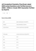 ACS Analytical Chemistry Final Exam Latest 2025 Actual Questions and Verified Answers &lpar;2025 &sol; 2026&rpar; A&plus; Grade 100&percnt; Guarantee Verified by Experts