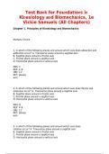 Test Bank for Foundations in Kinesiology and Biomechanics 1st Edition by Vickie Samuels &vert; All Chapters Complete &vert; Questions & Verified Answers