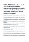 NR546 &sol; NR 546 Midterm Exam &lpar;New&excl;&excl; 2025 &sol; 2026 Update&rpar;&colon; Advanced Pharmacology Psychopharmacology for the Psychiatric-Mental Health Nurse Practitioner &vert; Questions and Verified Answers - Chamberlain