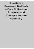 Qualitative Research Methods Data Collection Analysis Theory Lecture Summary Notes Study Guide 2025&sol; 2026
