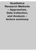 Qualitative Research Methods Approaches Data Collection Analysis Lecture Summary Notes Study Material 2025&sol; 2026