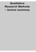 Qualitative Research Methods Lecture Summary Notes Research Study Guide 2025&sol; 2026