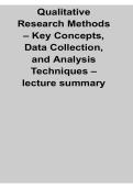 Qualitative Research Methods Key Concepts Data Collection Analysis Techniques Lecture Notes Summary Research Guide 2025&sol; 2026