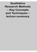 Qualitative Research Methods Key Concepts Techniques Lecture Summary Notes Study Guide 2025&sol; 2026