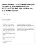 LEIK FNP CERTIFICATION EXAM PREP 2026&sol;2027 ACCURATE QUESTIONS WITH CORRECT DETAILED SOLUTIONS &vert;&vert; 100 &percnt; GUARANTEED PASS NEWEST VERSION