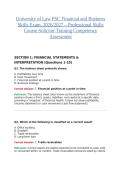 University of Law PSC Financial and Business Skills Exam&comma; 2026&sol;2027 &ndash; Professional Skills Course Solicitor Training Competency Assessment
