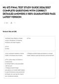 NU 673 FINAL TEST STUDY GUIDE 2026&sol;2027 COMPLETE QUESTIONS WITH CORRECT DETAILED ANSWERS &vert;&vert; 100&percnt; GUARANTEED PASS LATEST VERSION