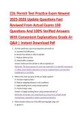 CDL Permit Test Practice Exam Newest &NewLine;2025-2026 Update Questions Fast &NewLine;Reviwed From Actual Exams 100 &NewLine;Questions And 100&percnt; Verified Answers &NewLine;With Convenient Explanations Grade A&plus; &NewLine;Q&A &vert; Instant Download Pdf 