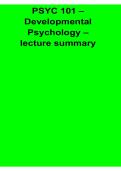 PSYC 101 Developmental Psychology Lecture Summary Notes Study Guide 2025&sol; 2026