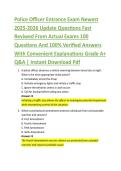 Police Officer Entrance Exam Newest &NewLine;2025-2026 Update Questions Fast &NewLine;Reviwed From Actual Exams 100 &NewLine;Questions And 100&percnt; Verified Answers &NewLine;With Convenient Explanations Grade A&plus; &NewLine;Q&A &vert; Instant Download Pdf 