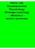 PSYC 140 Portage Learning Developmental Psychology Module 2 Lecture Summary Notes Study Guide 2025&sol; 2026