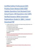 Certified Safety Professional &lpar;CSP&rpar; &NewLine;Practice Exam Newest 2025-2026 &NewLine;Update Questions Fast Reviwed From &NewLine;Actual Exams 100 Questions And 100&percnt; &NewLine;Verified Answers With Convenient &NewLine;Explanations Grade A&plus; Q&A &vert; Instant &NewLine;Download Pdf