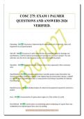 COSC 275&colon; EXAM 1 PALMER&NewLine;QUESTIONS AND ANSWERS 2026&NewLine;VERIFIED&period;