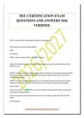 DEU CERTIFICATION EXAM&NewLine;QUESTIONS AND ANSWERS 2026&NewLine;VERIFIED&period;