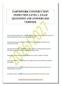 EARTHWORK CONSTRUCTION&NewLine;INSPECTION LEVEL 1&period; EXAM&NewLine;QUESTIONS AND ANSWERS 2026&NewLine;VERIFIED&period;