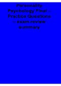 Personality Psychology Final Practice Questions Exam Review Key Concepts Study Guide 2025&sol; 2026