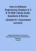 Intro to Software Engineering Chapters 8&comma; 9 & 10 2026 &vert; Study Guide&comma; Questions & Review