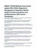 NR606 &sol; NR 606 Midterm Exam &lpar;Latest Update 2025&sol; 2026&rpar;&colon; Diagnosis & Management in Psychiatric-Mental Health II Practicum Questions and Verified Answers 100&percnt; Correct - Chamberlain