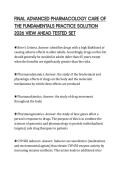 FINAL ADVANCED PHARMACOLOGY CARE OF&NewLine;THE FUNDAMENTALS REVIEW SHEET 2026 FULL&NewLine;ANSWERS&NewLine;