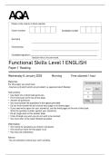 AQA Functional Skills Level 1 English Reading Paper Jan 2025&colon; 8720R&NewLine;&NewLine;