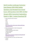 North Carolina Landscape Contractor &NewLine;Exam Newest 2025-2026 Update &NewLine;Questions Fast Reviwed From Actual &NewLine;Exams 100 Questions And 100&percnt; Verified &NewLine;Answers With Convenient Explanations &NewLine;Grade A&plus; Q&A &vert; Instant Download Pdf 