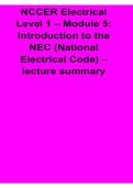 NCCER Electrical Level 1 Module 5 Introduction to the NEC National Electrical Code Lecture Summary Notes Study Guide 2025&sol; 2026