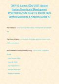 CLEP V2 &lpar;Latest 2026&sol; 2027 Update&rpar; Human Growth and Development EVERYTHING YOU NEED TO KNOW 100&percnt; Verified Questions & Answers &lbrace;Grade A&rcub;