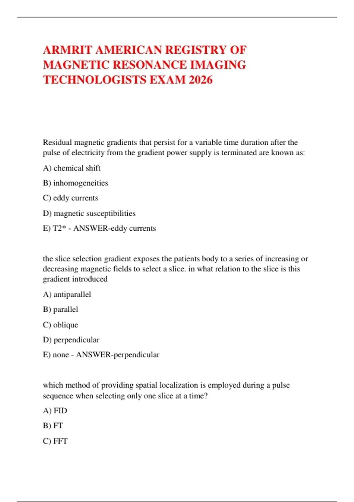 ARMRIT AMERICAN REGISTRY OF MAGNETIC RESONANCE IMAGING TECHNOLOGISTS ...