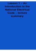 Lesson 1 &ndash; An Introduction to the National Electrical Code Lecture Summary&comma; NEC Basics Overview & Electrical Safety Standards Study Guide 2026 &lpar;Author&colon; Not specified&rpar;