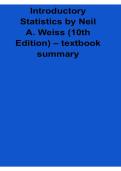 Introductory Statistics by Neil A&period; Weiss &lpar;10th Edition&rpar; &ndash; Textbook Summary&comma; Probability & Data Analysis Study Guide 2026 &lpar;Author&colon; Neil A&period; Weiss&rpar;