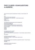PHGY 216 MOD 4 EXAM QUESTIONS & ANSWERS