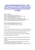 GOOGLE CERTIFIED EDUCATOR LEVEL 1 EXAM PREP Actual Exam 2026&sol;2027 Complete Questions and Answers Detailed Rationales Pass Guaranteed - A&plus; Graded