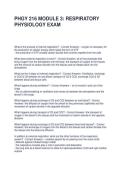 PHGY 216 MODULE 3 RESPIRATORY PHYSIOLOGY EXAM QUESTIONS AND ANSWERS 