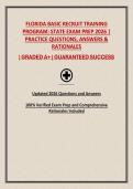FLORIDA BASIC RECRUIT TRAINING PROGRAM 2026 STUDY GUIDE &vert; STATE EXAM PRACTICE QUESTIONS&comma; ANSWERS & RATIONALES